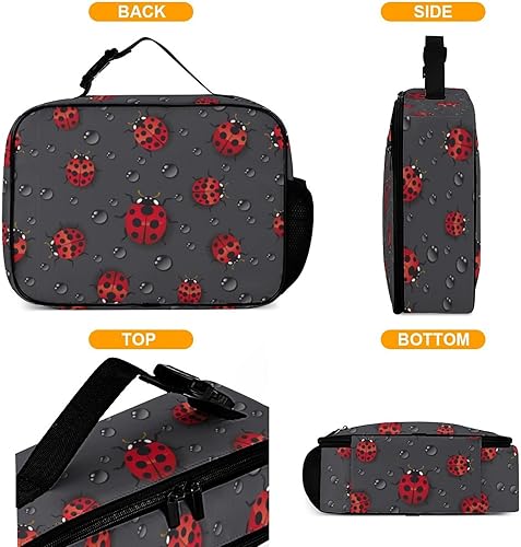 Miniatura 4 de Ladybug - Lonchera reutilizable con aislamiento, bolsa de almuerzo con aislamiento, lonchera para comida y alimentos, bolsa de mano para mujeres,