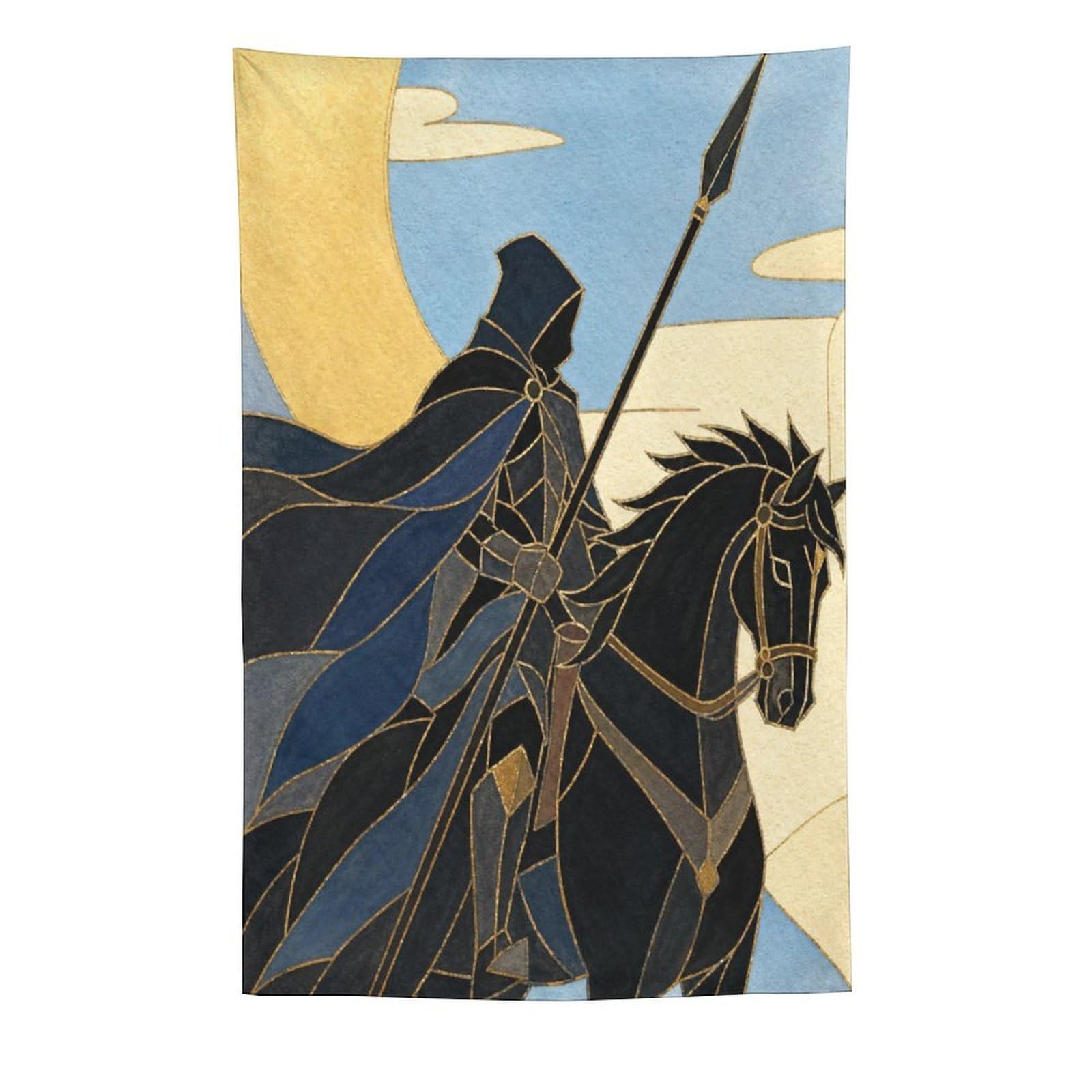 H3B8U2Y5 Moon Horseman Wall Tapestry, Vintage Poster Style, College Dorm