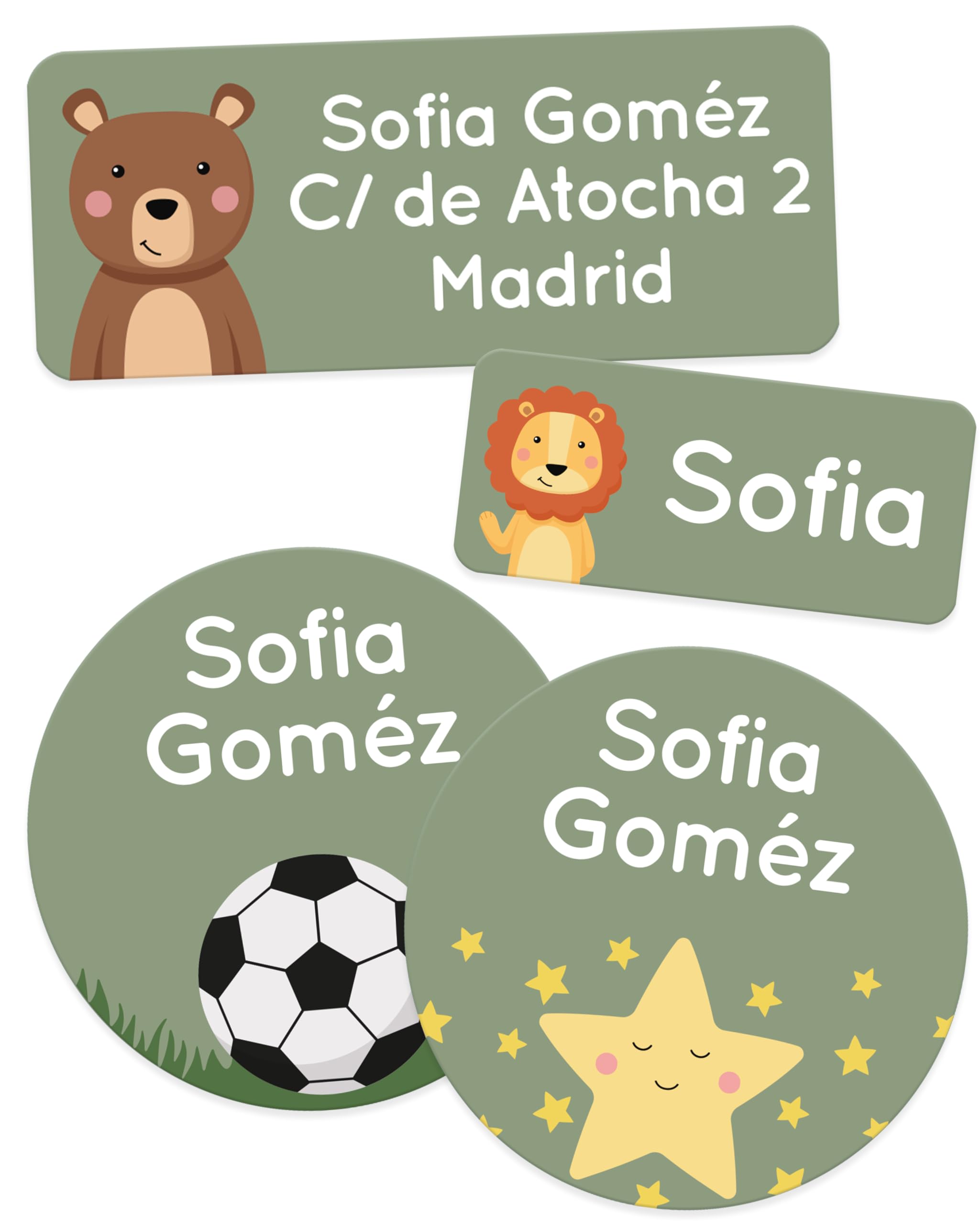 melu kids® Set de etiquetas para ropa personalizadas guardería (50 piezas) - etiquetas personalizadas, etiquetas ropa niños y objetos, impermeable y en diferentes tamaños - Verde
