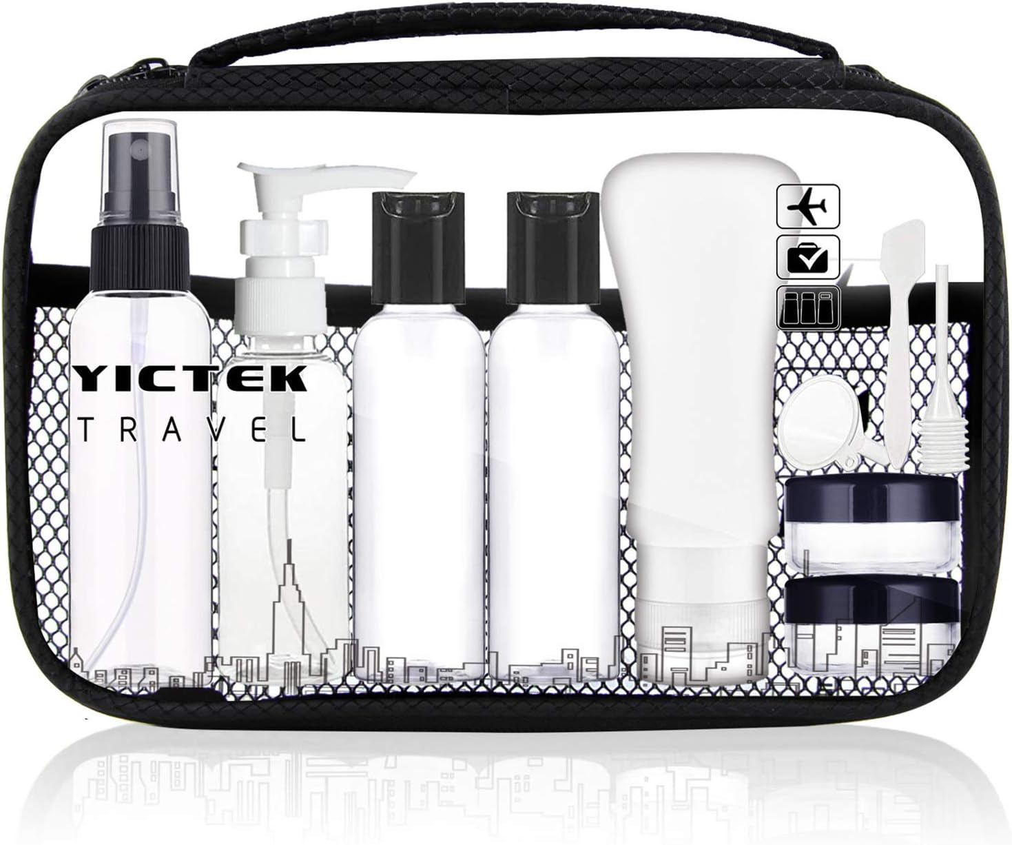 Empty Plastic Travel Bottles Containers for Toiletries, TSA Approved Travel Size Toiletries Bottles Kit for Liquids Shampoo Conditioner Lotion, Carry-On Set for Women/Men