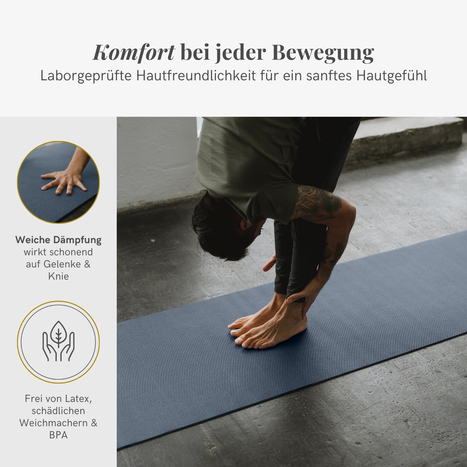 LOTUSCRAFTS Tapis de yoga antidérapant, modèle Mudra Studio, standard ou XL, certifié OEKO TEX®, parfait yoga mat polyvalent pour le yoga ou le pilates