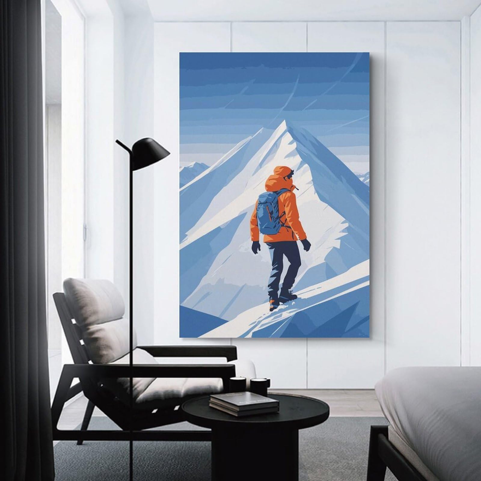 Junmoney Mountain Climber in Snowy Landscape Decorative Canvas Print, 16x24inch(40x60cm), for Hallway, Bedroom Or Modern Interiors, Gift Idea for Housewarming And Birthdays