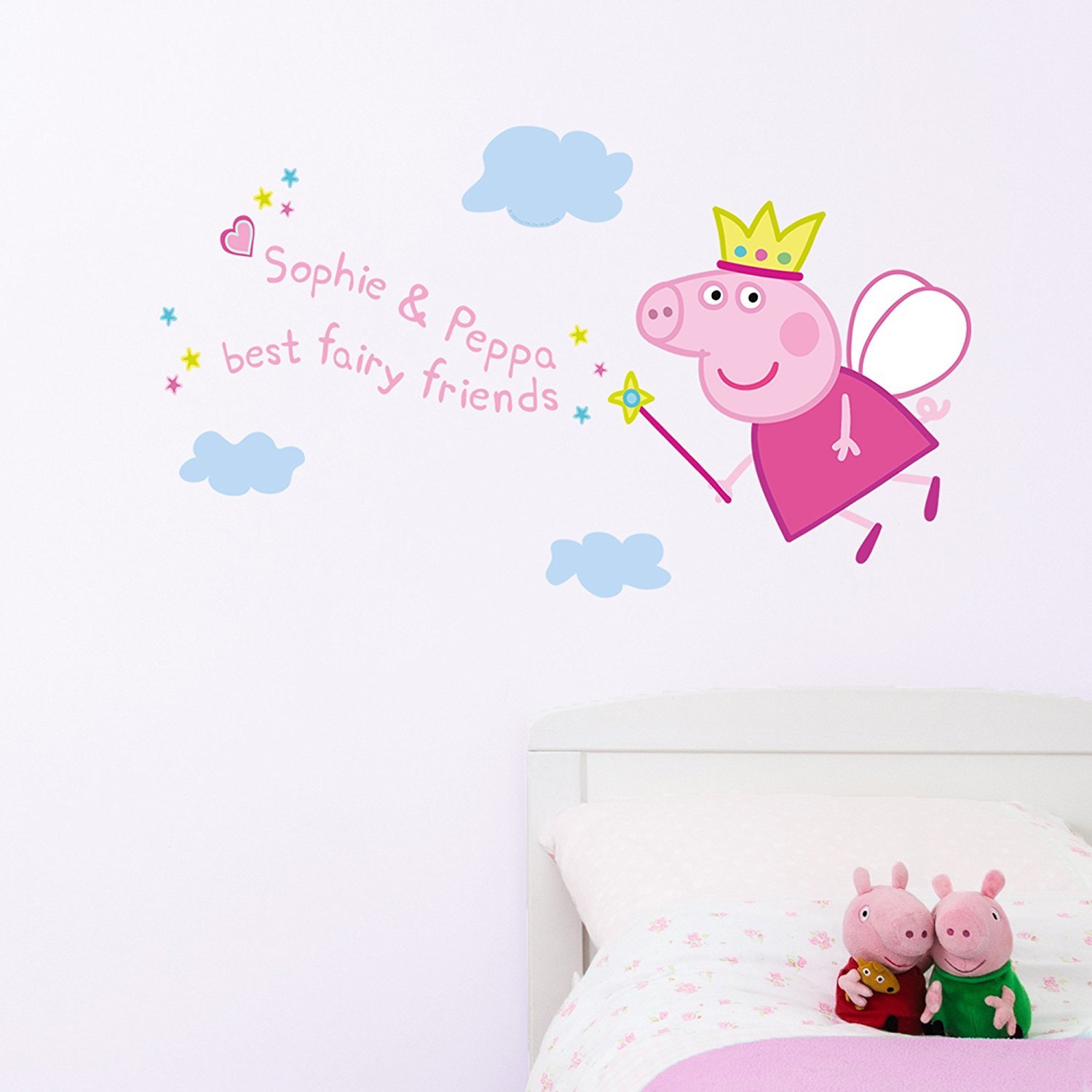Personalised Peppa Pig Fairy Wall Sticker Custom Name Kids Bedroom Wall Decal Nursery Decor Removable Vinyl UK Made