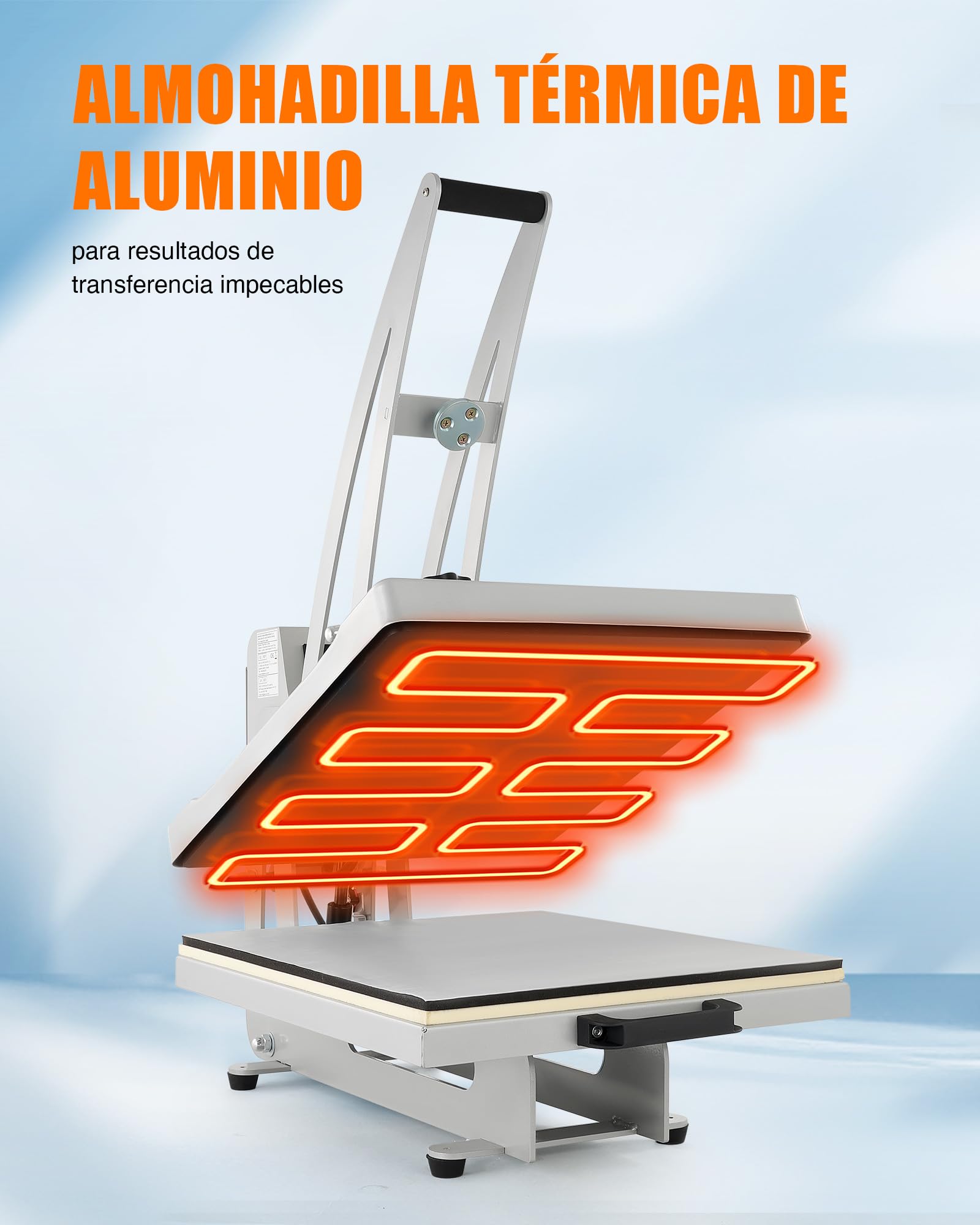 CREWORKS Prensa de Calor 50x40, Plancha Sublimacion Semiautomática, 2200W Plancha Sublimacion 40x50 cm con Base Deslizante, Prensa Termica para Camiseta, Alfombrillas de Ratón y Más
