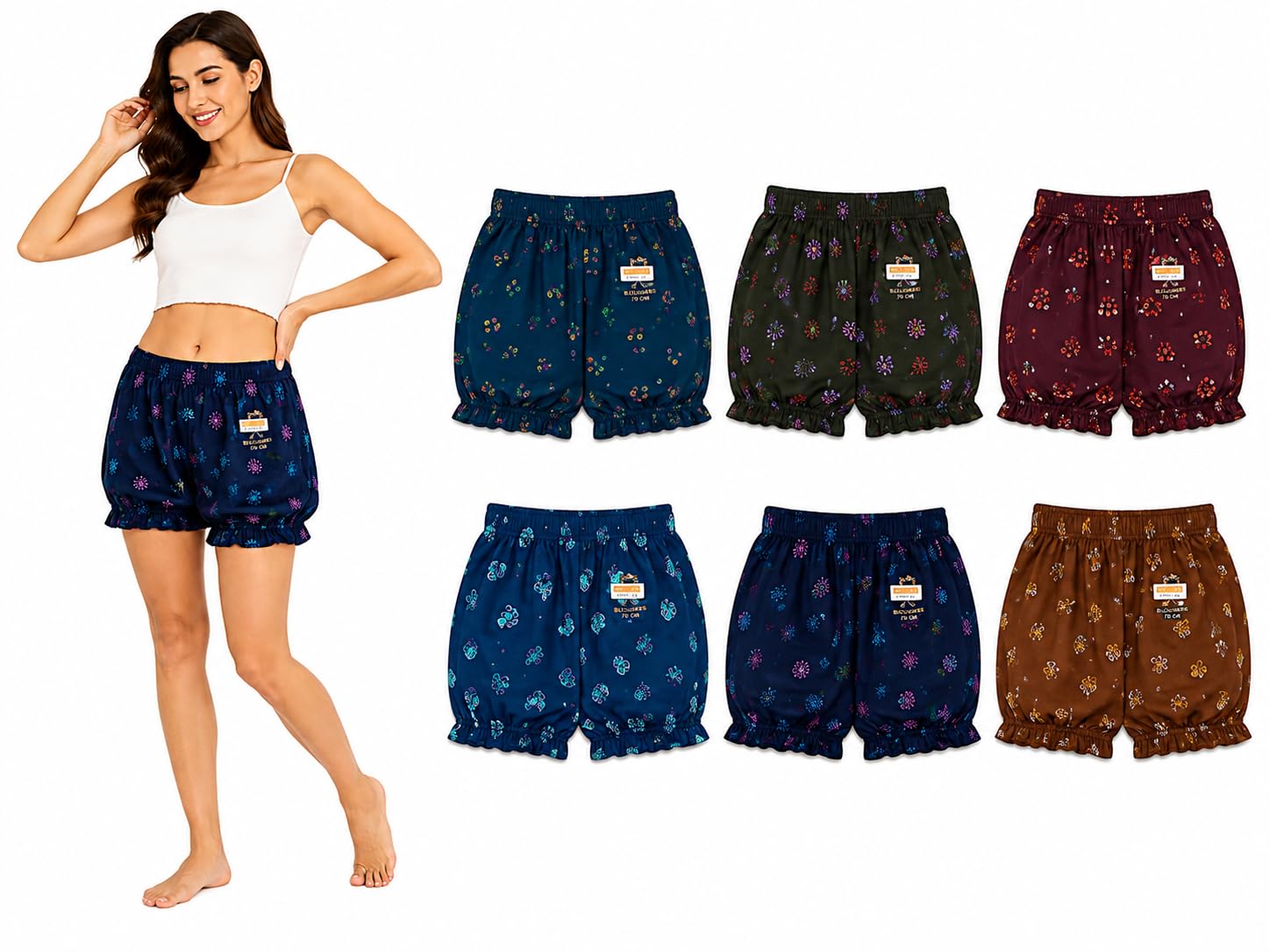 jukono Women Printed Bloomer Panties Boyshorts | Soft & Comfortable Innerwear | Full Coverage Underwear Underpants Pack of 6-picture-26