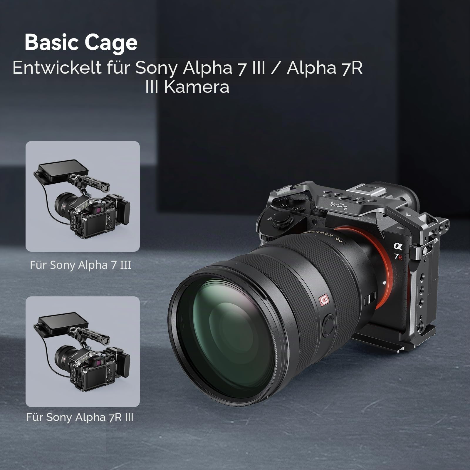 SMALLRIG A7 III / A7R III Kamerakäfig für Sony Alpha 7 III/Alpha 7R III, Aluminiumlegierung mit Schnellwechselplatte für Arca Standard, integriertem Kaltschuh, NATO-Schiene und Gewindelöchern -2087D