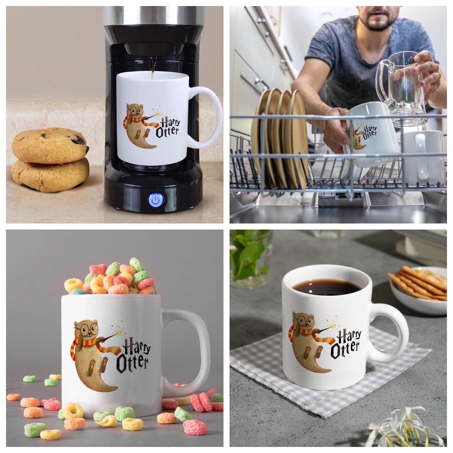 Harry Otter Kaffeebecher – 300 Ml, Keramik, Mit Zauberstab-Motiv, Für Zauber- & Tierfans