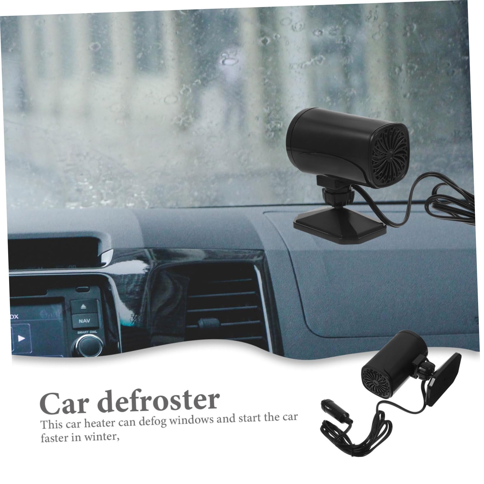 Mikinona Calentador Portátil para Coche con Ventilador Defroster Diseño Ajustable para Descongelar Parabrisas y Eliminar Niebla Enchufe para Mechero Vehículos y Camping