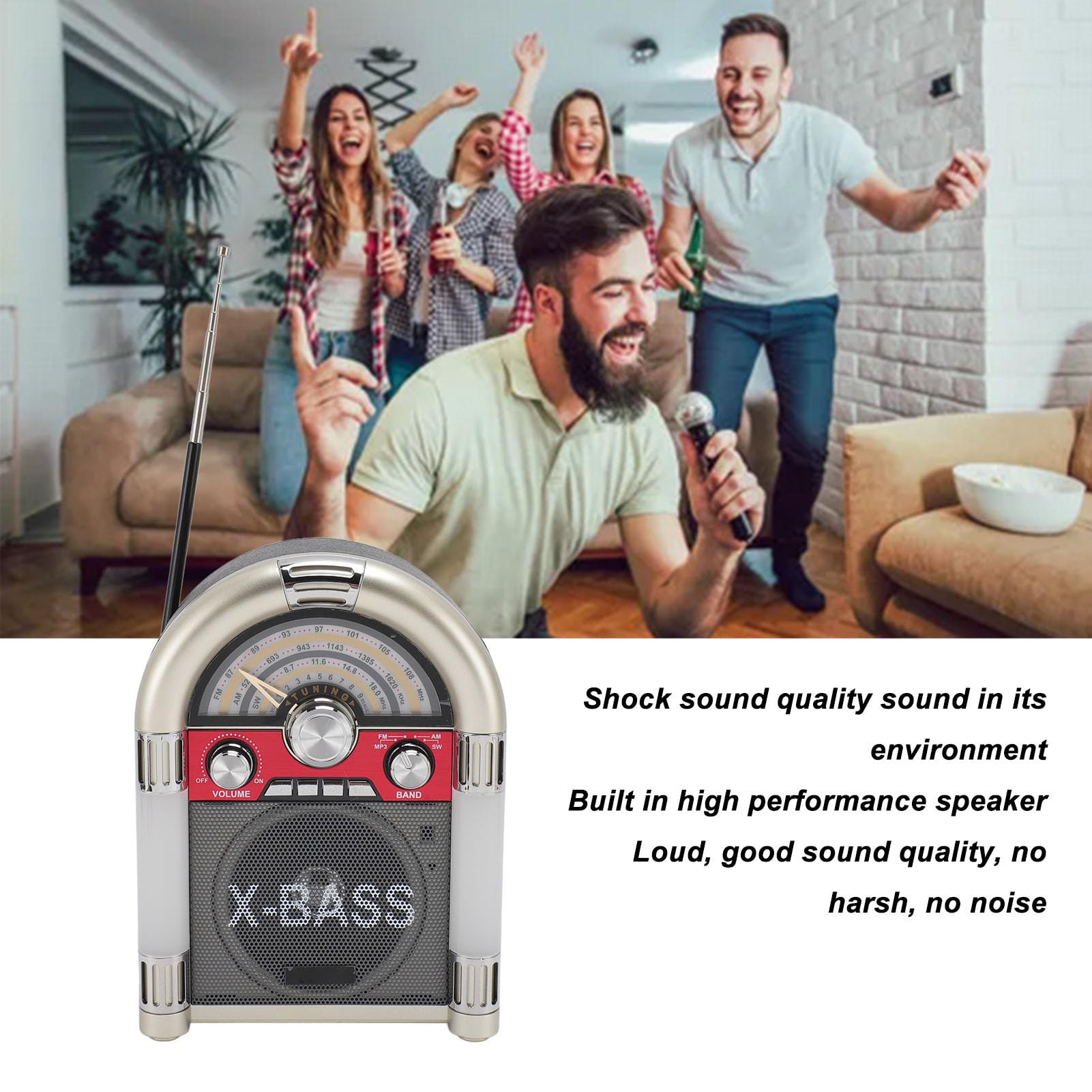 Radio AM FM Vintage France, Radio Portable Rétro avec Bluetooth et USB, Mini Radio Rechargeable pour Voyage et Maison