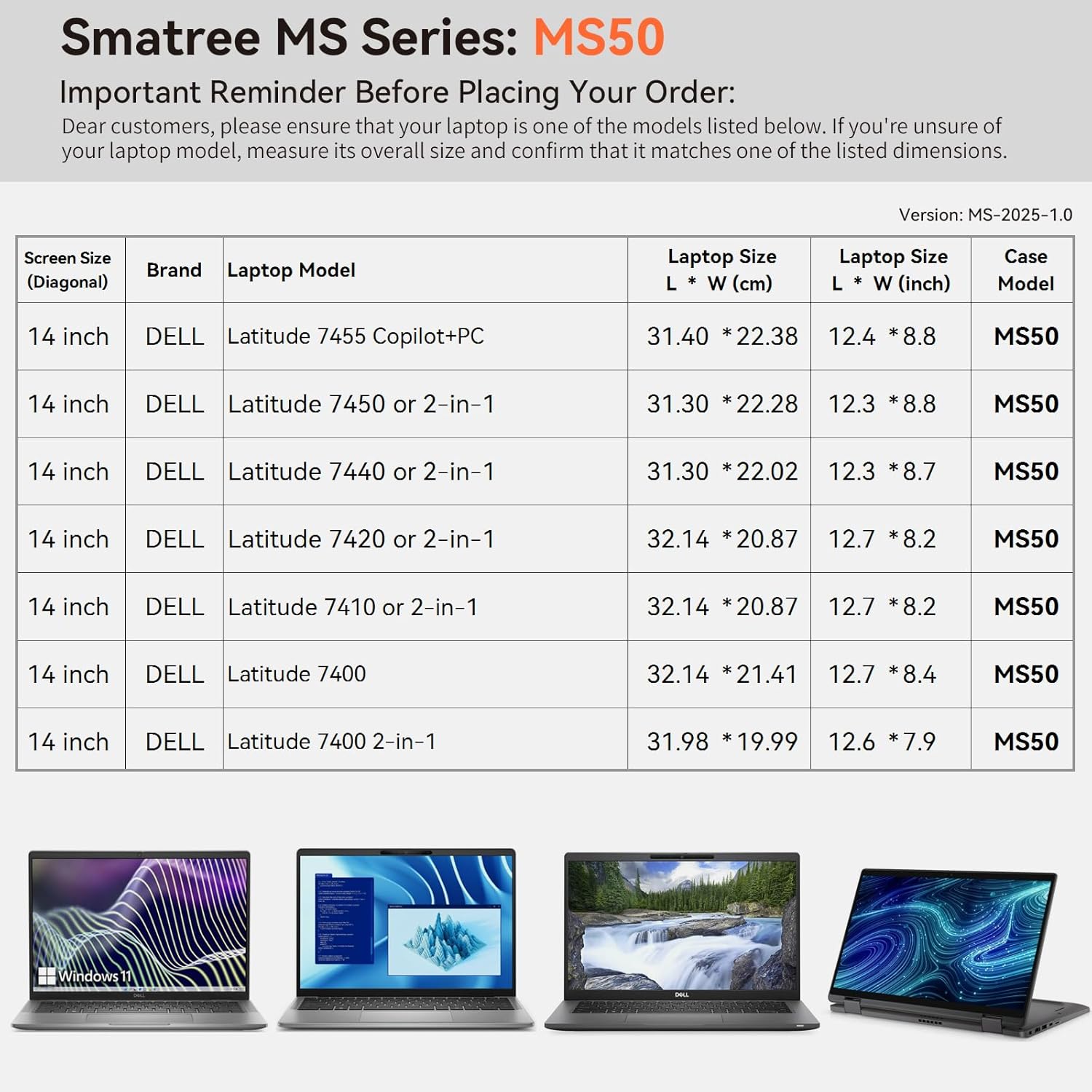 Smatree MS50 Hard EVA Protective Sleeve Case with Stand Compatible for 14 inch DELL Latitude 7455 Copilot+PC/7450/7400/7410/7420/7440 or 2-in-1 Laptop Notebook (Not Fit with Inspiron 14 Plus 7440!)