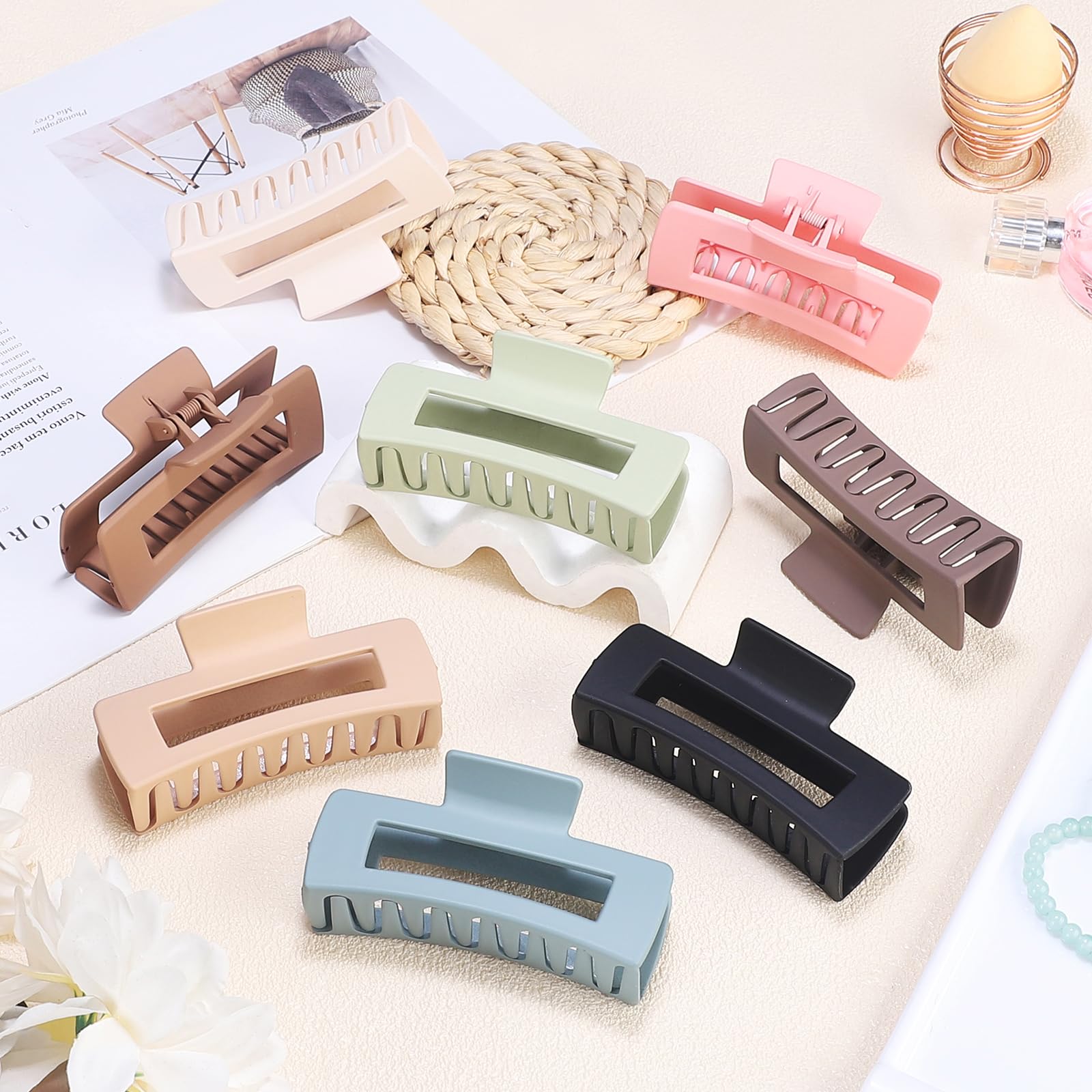 Amazon.com : 4.1 Inch Large Hair Claw Clips 8 Pcs Rectangle  display picture 1
