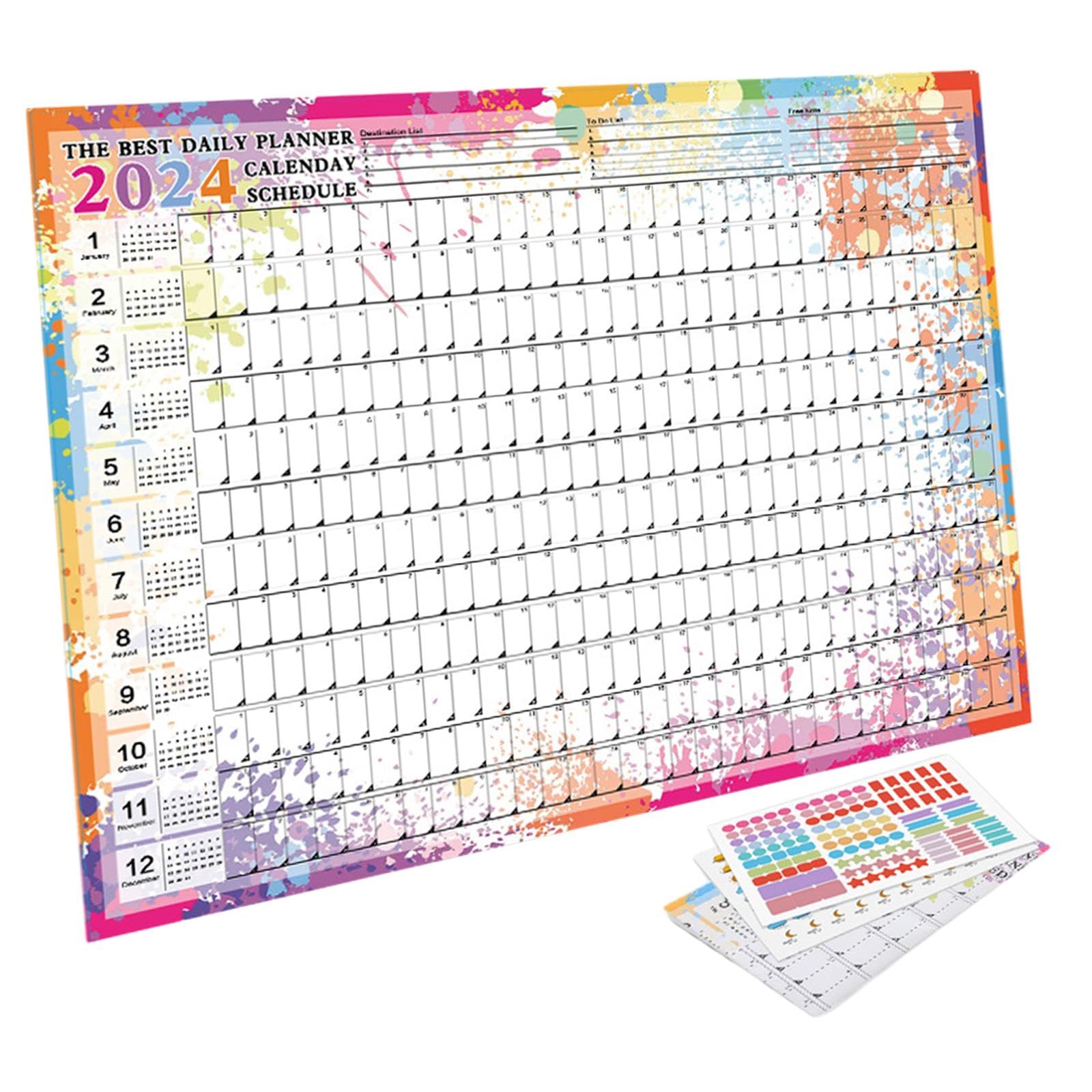 Set di 10 calendari da appendere alla parete 2024, calendario annuale per compiti in aula e la casa, stile B