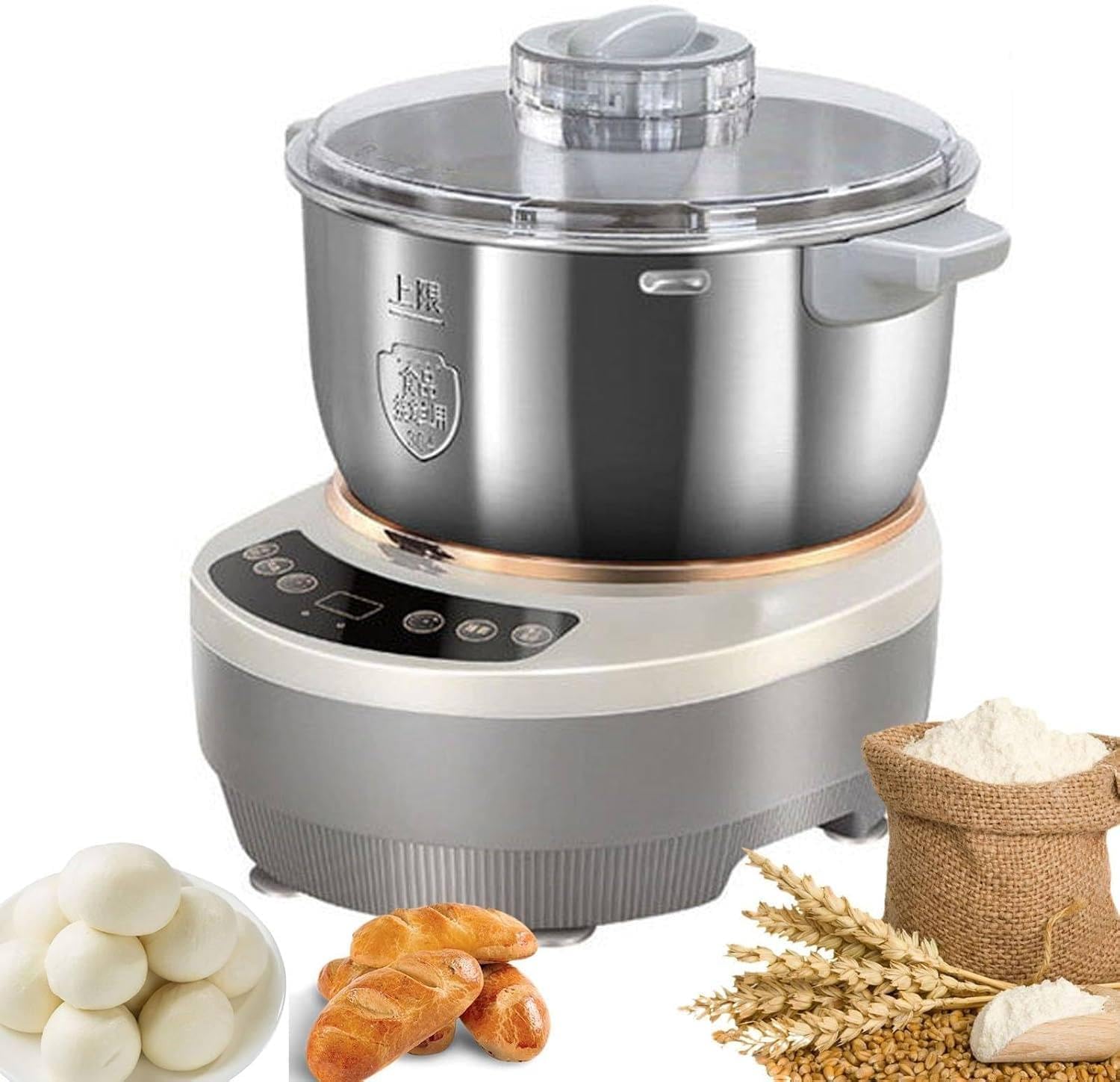 5L/7L Impastatrice Professionale, Impastatrice Planetaria Professionale, Impastatrice per Pane, Planetaria con Tirapasta, Timer Intelligente, Design Diviso, Facile da Usare E da Pulire,5L