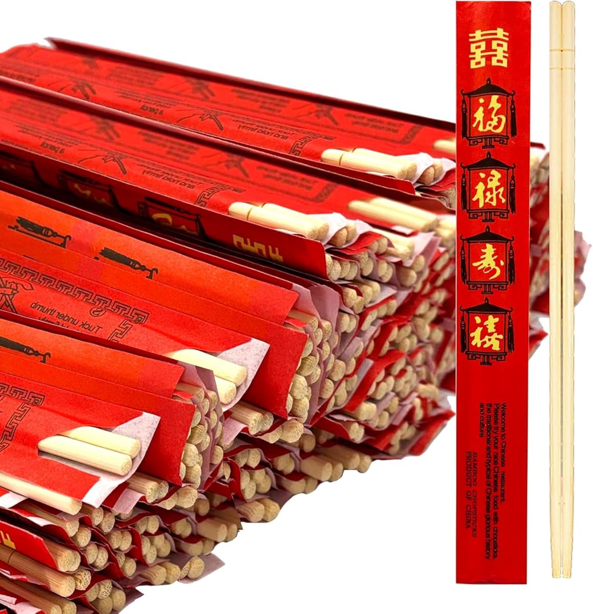 52USA Disposable Bamboo Chopsticks (200 Sets), 9" Individually Wrapped Wooden Chopsticks Bulk, Eco-Friendly, Smooth & Splinter-Free, Perfect for Sushi, Noodles, Asian Cuisine, Takeout & Parties