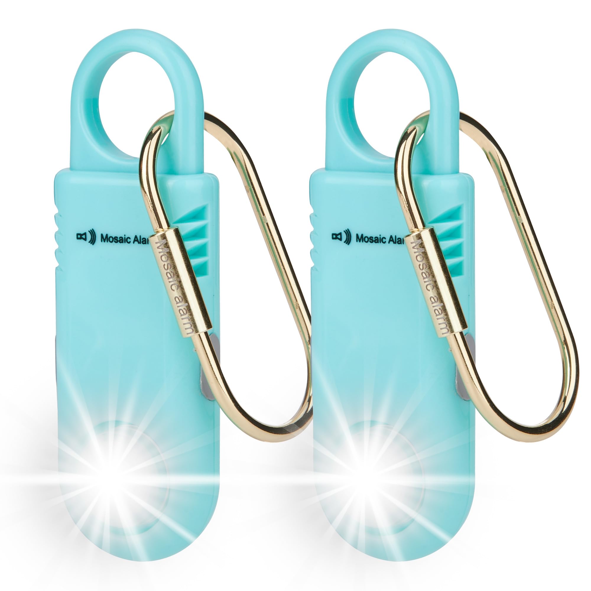 2 Pack Rechargeable 135dB Personal Safety Alarm Strobe Light Loud Sound Non Slip Grip Keychain SOS Siren for Women, Student. Flashlight Hiking Bear Alarm Deterrent. Emergency Self Defense Alert. Aqua