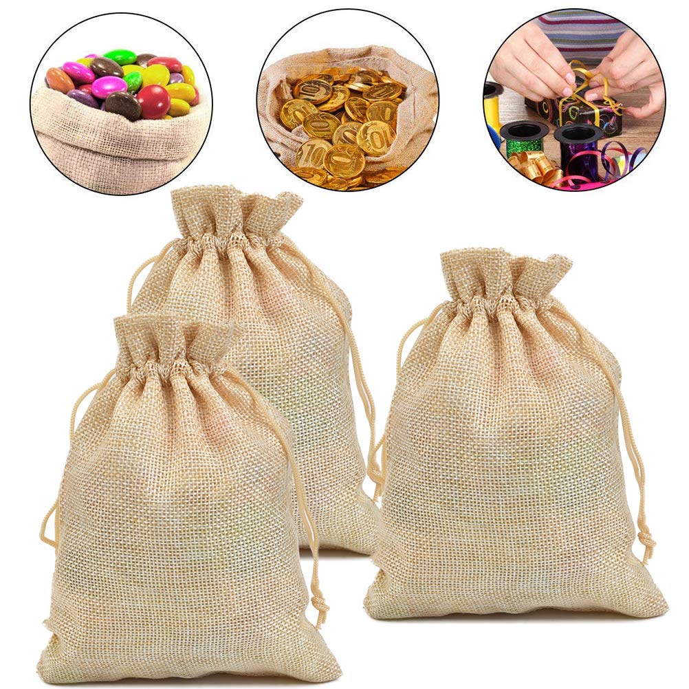NBEADS 50 stuks jute geschenkzakjes met trekkoord voor bruiloft, feest, knutselen, beige, 13,5-14 x 9,5-10 cm NBEADS 50 stuks jute geschenkzakjes met trekkoord voor bruiloft, feest, knutselen, beige, 13,5-14 x 9,5-10 cm