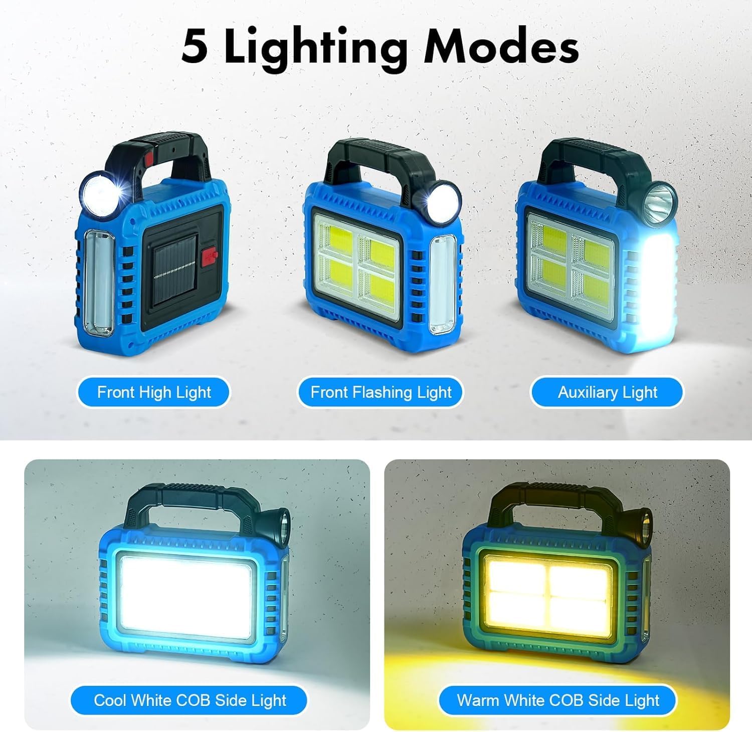 Portible Solar Multifunctional Lamp | 3-in-1 COB LED Camping Lantern with USB & Solar Charging | Waterproof Emergency Work Light for Outdoor Camping, Hiking, and Power Outages 2
