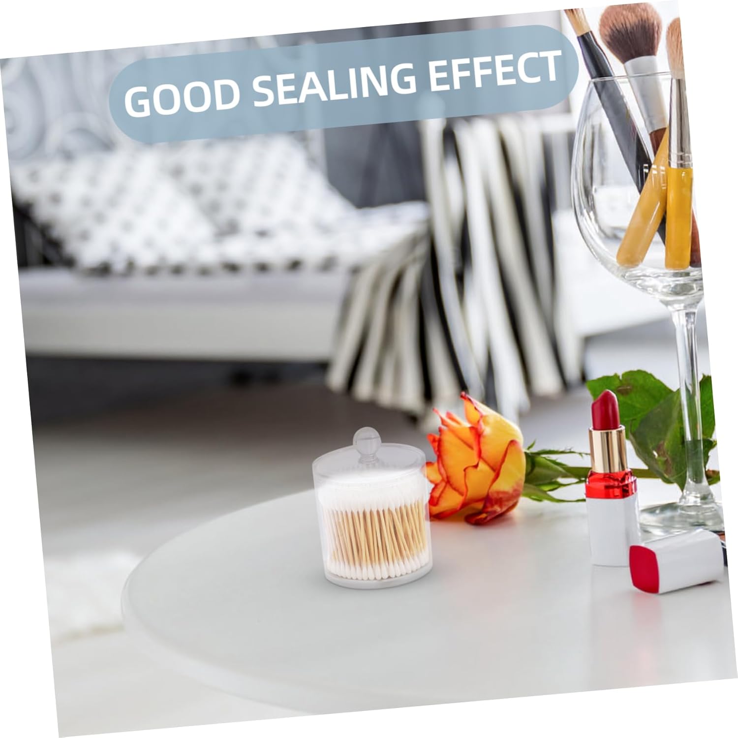 Unomor 4pcs Cotton Swab Holder Organizer Bathroom Organization Jars for Cotton Pads Toothpicks Hair Accessories