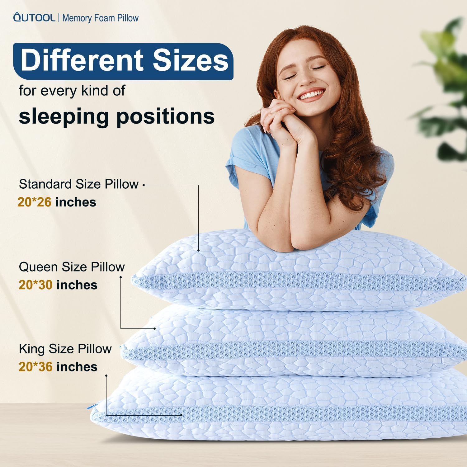 QUTOOL Enhanced Cooling Gel Pillow King Size 1 Pack, CertiPUR-US Shredded Memory Foam Pillows for Hot Sleepers, Support Yet Soft Adjustable Bed Pillow for Side, Back, Stomach Sleepers, Home Gifts - Image 5