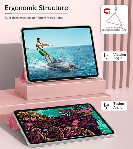 Miniatura 7 de MoKo Funda compatible con iPad Air de 54 generación de 10.9 pulgadas 20222020, funda delgada de triple pliegue con parte trasera suave esmerilada,