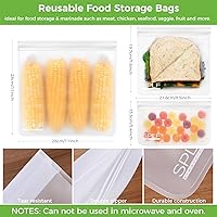 Vista 2 de SPLF Paquete de 6 bolsas reutilizables para congelador de galón, aptas para lavavajillas, sin BPA, extra gruesas, reutilizables, bolsas