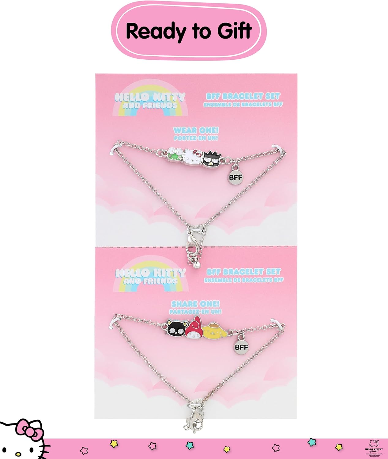 SALLY ROSE Hello Kitty and Friends Friendship Bracelet Set of 2 Official License, Fashion Sanrio Bracelets with BFF Charm - Image 7