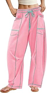 Pantalones deportivos holgados de pierna ancha para mujer, pantalones de viaje con cordón, trajes de vacaciones de verano