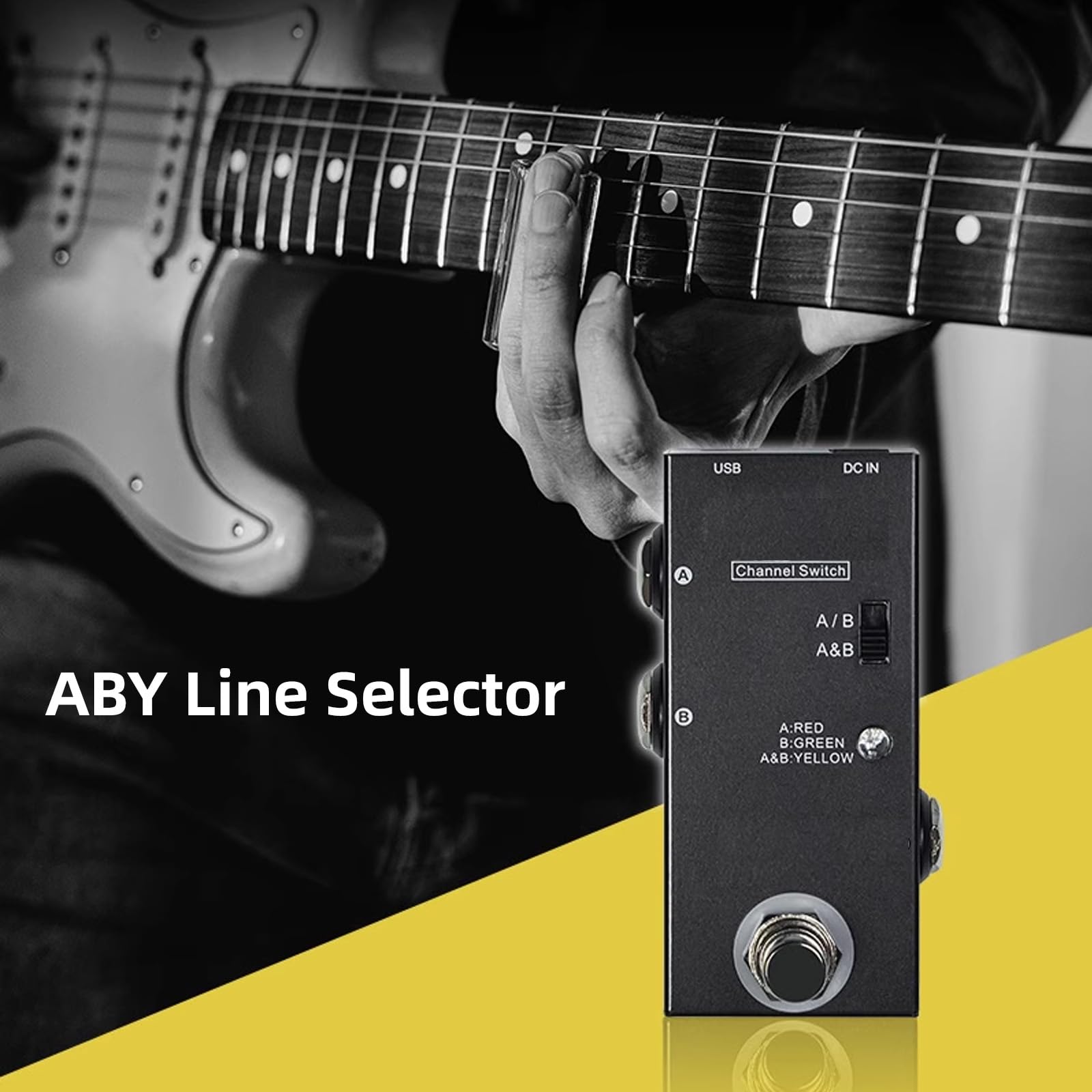 ABY Line Selector AB-Schalter Mini-Gitarreneffektpedal True Bypass Gitarren-Bass-Pedal AB-Box – ABY-Kanalschalter