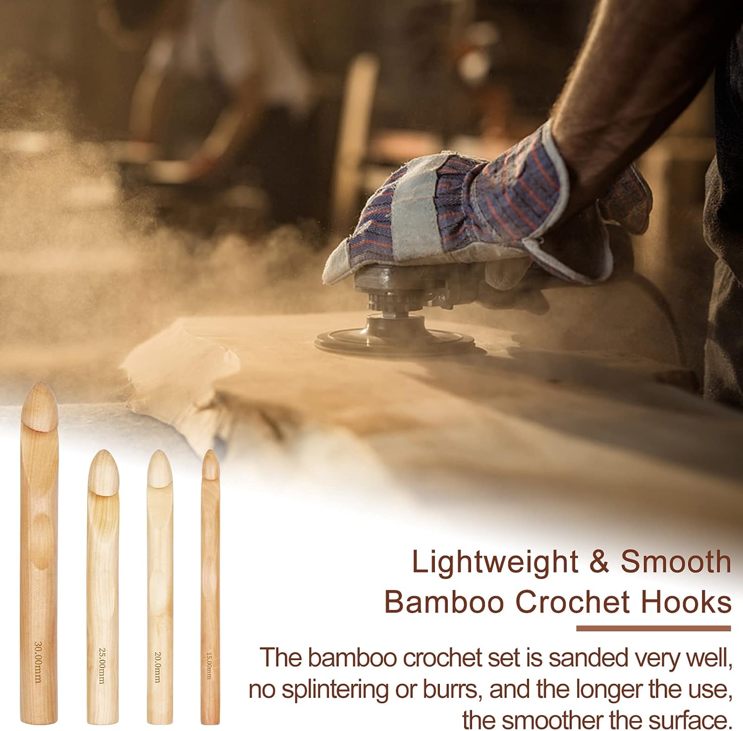 Coopay Large Crochet Hooks 15mm 20mm 25mm 30mm Wooden Crochet Hook Set for Chunky Yarn, Sturdy Big Bamboo Crochet Needles for Crocheting Huge Crochet Hooks for Thick Blanket & Large Project : Arts, Crafts & Sewing