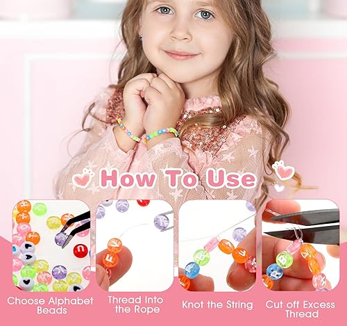 Miniatura 7 de Cuentas de letras coloridas, 820 cuentas acrílicas del alfabeto de la A a la Z para pulseras, pulseras de amistad, kit de cuentas de arcilla