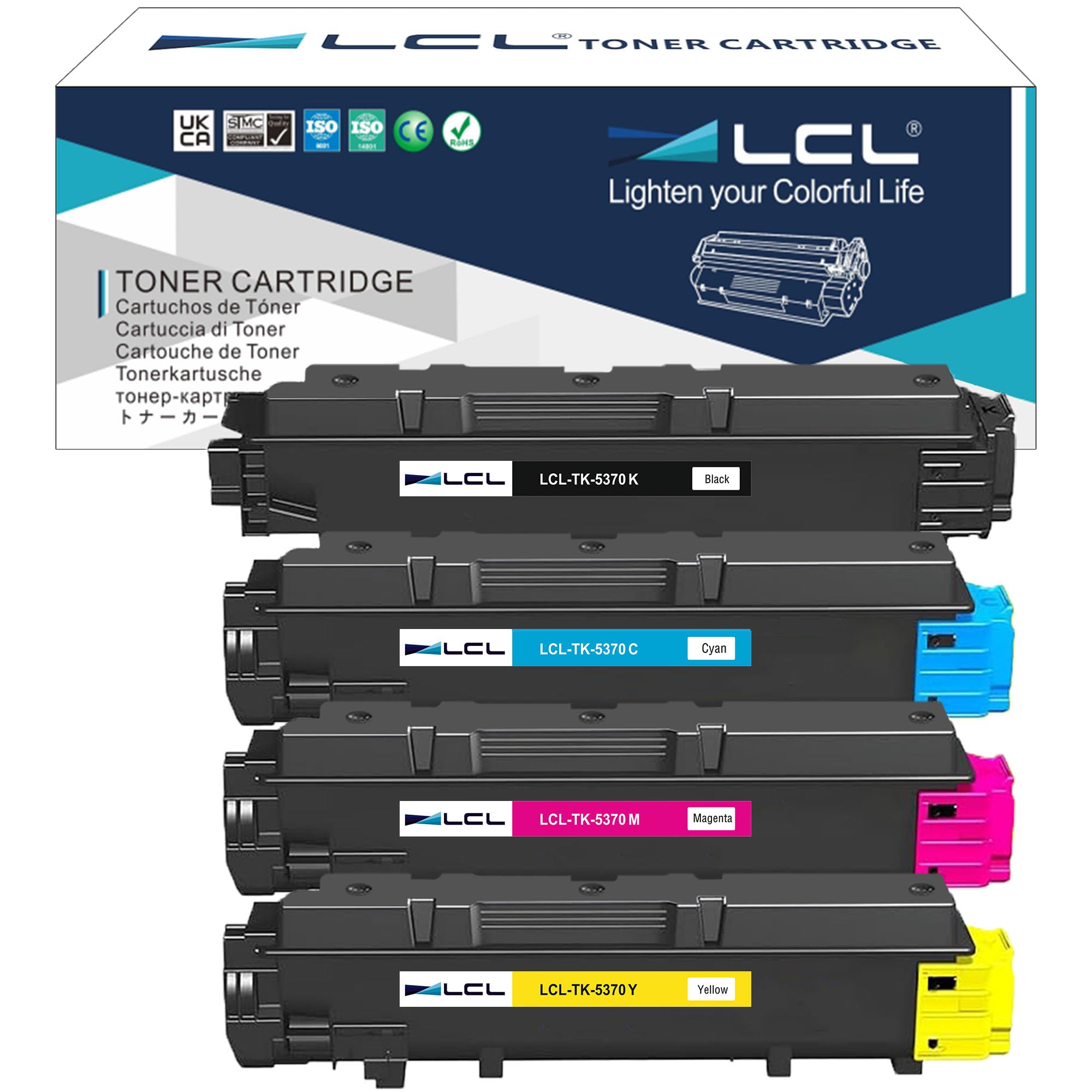 LCL TK5370 Cartucce di Toner Compatibile per Kyocera TK-5370 TK-5370K TK-5370C TK-5370M TK-5370Y Compatibile per Kyocera Ecosys PA3500cx MA3500cix MA3500cifx(KCMY,4-Pack)