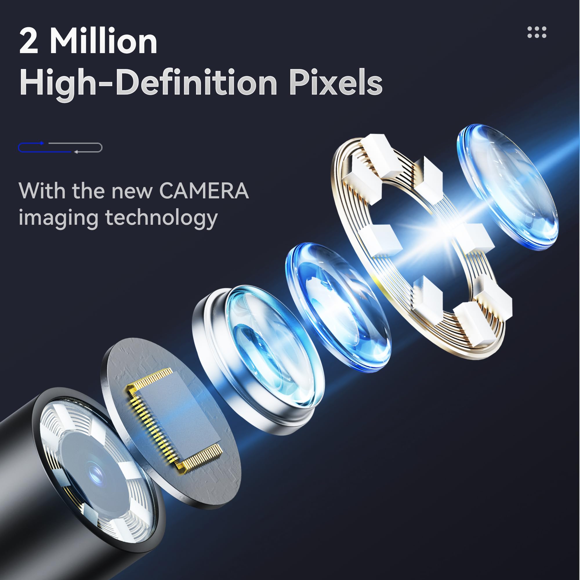 2 Endoskopkameras zur industriellen Inspektion 1920P mit 8 LEDs EIN schwenkbares Endoskop 1,5 m Kabel + eine verdrahtete Kamera 5 m Kabel für mechanische Kanalisation Android/iPhone-kompatibel