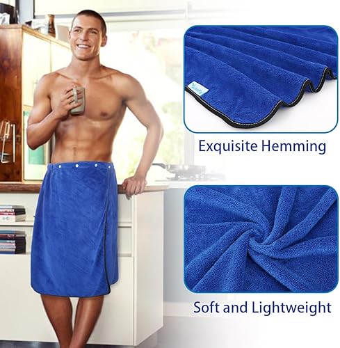 Miniatura 10 de kilofly 2 toallas de baño ajustables para hombre con cierre a presión, 27 x 55 pulgadas