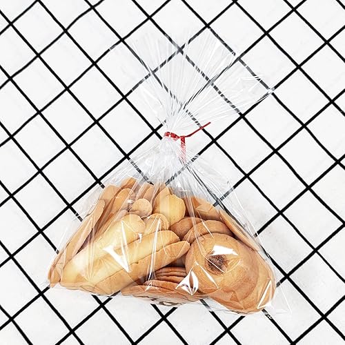 Miniatura 3 de 100 bolsas de celofán de 8 x 10 pulgadas, bolsas transparentes para golosinas con lazos giratorios de 4 pulgadas, bolsas de plástico para