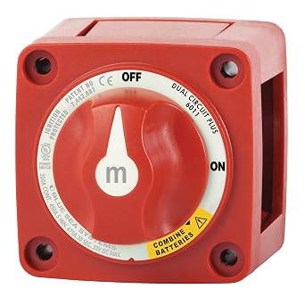Blue Sea Systems Mini Dual Circuit Plus Battery Switch, Red, 6011 mSeries