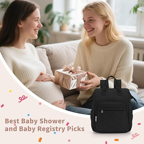 Miniatura 9 de CEI-CEI CEICEI - Mochila para pañales para mamá y papá, mochila acolchada para bebé, Negro, Mediana