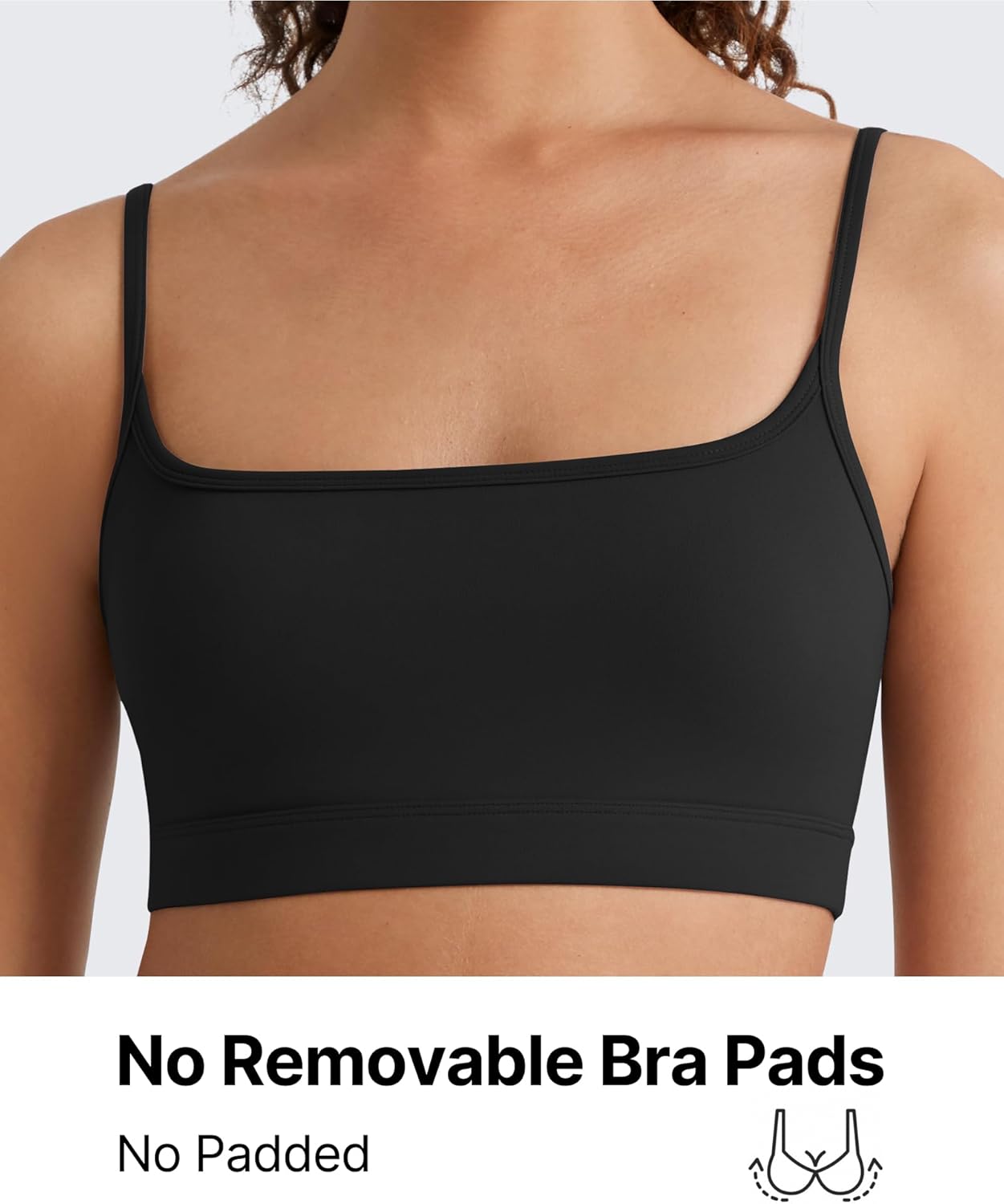 G4Free BareFeel Adjustable Spaghetti Straps Sports Bras Women - Scoop Neck Casual Yoga Crop Top Non Padded