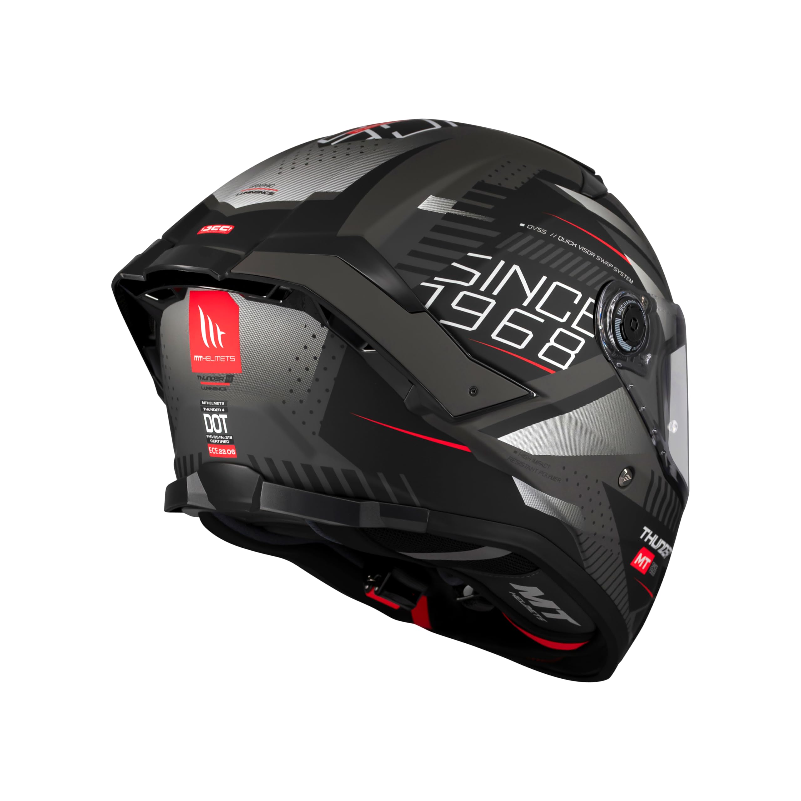 MT Helmets Thunder 4 SV – Casco Moto Integral con Visor Solar Full Vision, Pantalla Antivaho Compatible con Pinlock, Interior Lavable y Calota HIRP | Homologado ECE 22.06 & Dot
