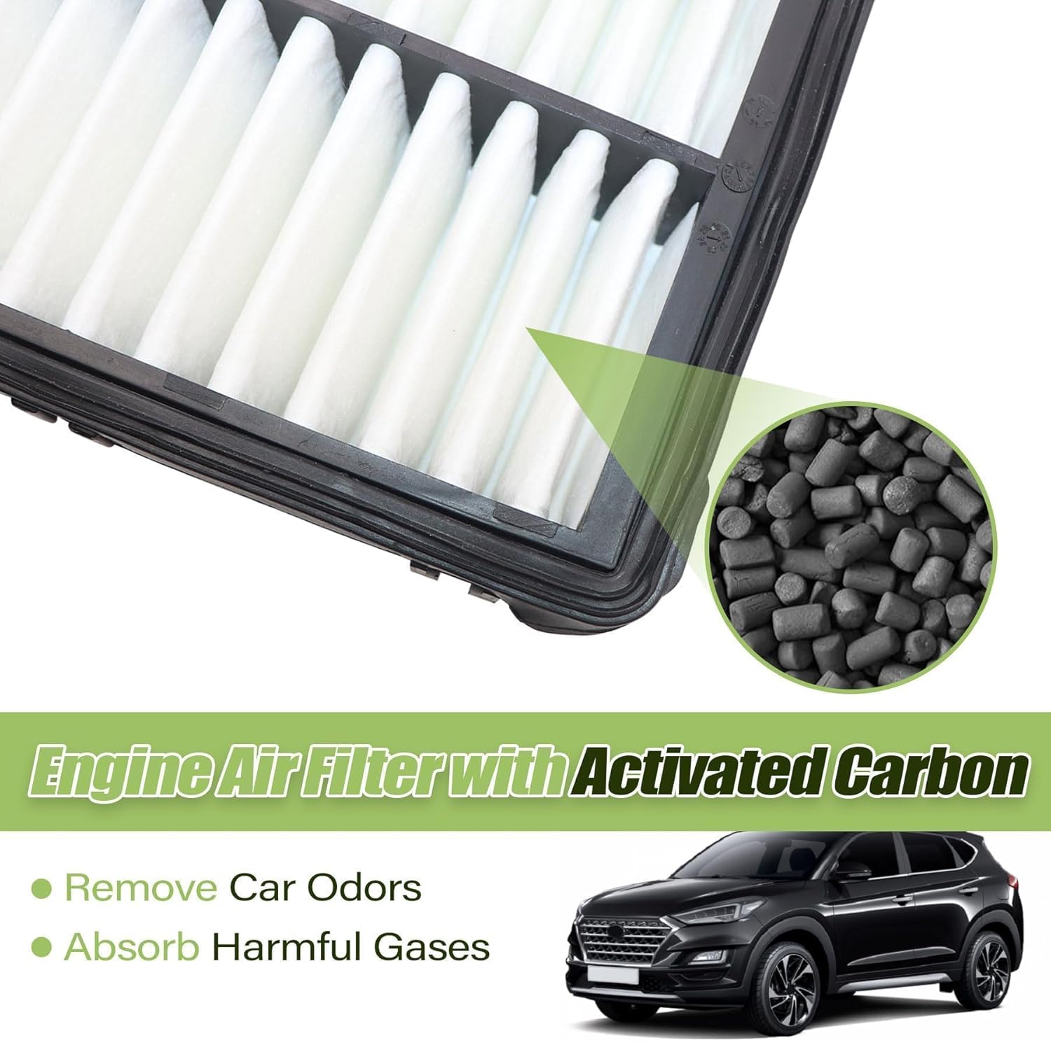Engine Air Filter Cabin Air Filter with Activated Carbon Fit For Kia Sorento/K5/Santa Fe 2021-2024,Sportage 2023-2024 Fit For Hyundai Santa Cruz Tucson Carnival 2022-2024 Sonata 2020-2024#28113-L1000