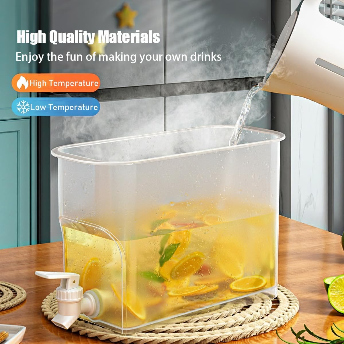 1 Gallon Plastic Drink Dispenser, 2 Juice Dispenser for Fridge, Water Dispenser with Spigot and Filter Screen, Beverage Dispensers, Cold Drink Jug for Christmas Party Supplies - Image 4