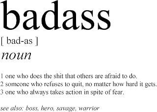K&L DESIGN CO. Badass Gifts - 8x10 UNFRAMED Print - Funny Definition Of 'Badass' Black & White Typography Wall Art - Funny Quotes & Sayings