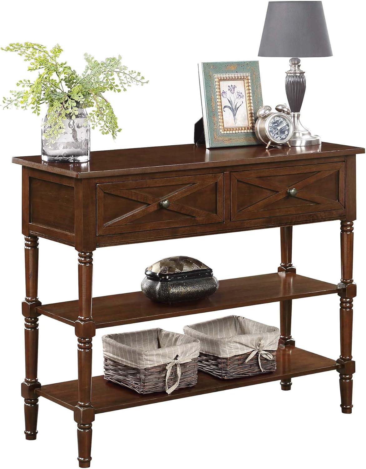 Convenience Concepts 503199ES Country Oxford 2-Drawer Console Table, Espresso