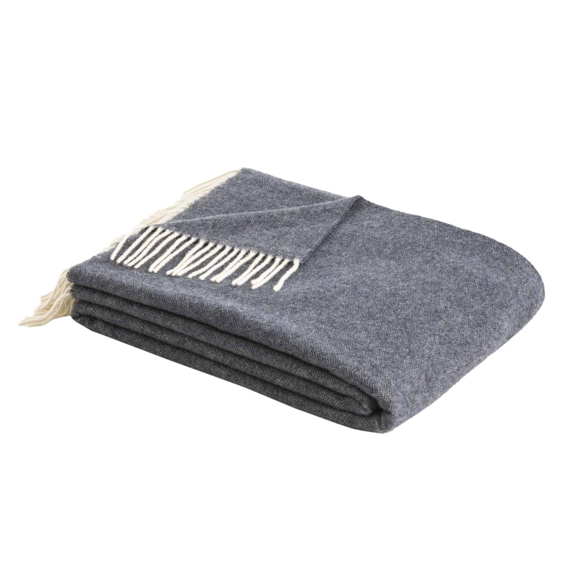 bugatti Wolldecke 150x200 cm - Merinowolle & Cashmere, hochwertig und kuschelweich, Merinodecke blau einfarbig