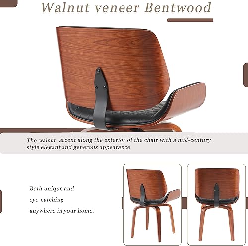 Miniatura 7 de Mid-Century Modern Dining Chairs Set of 2 with 360 Swivel, PU Leather Upholstery, Ergonomic Design for Kitchen, Office, Dining Room, Table & Chair