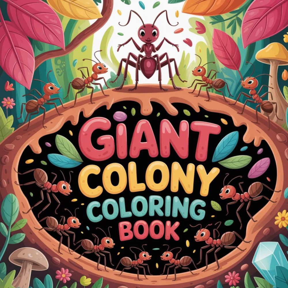 Giant Ant Colony Coloring Book: ant insect relaxation women coloring book, ant creature stress relief kids book, ant bug focus teens color book, ant ... book, ant picnic stress relief women book