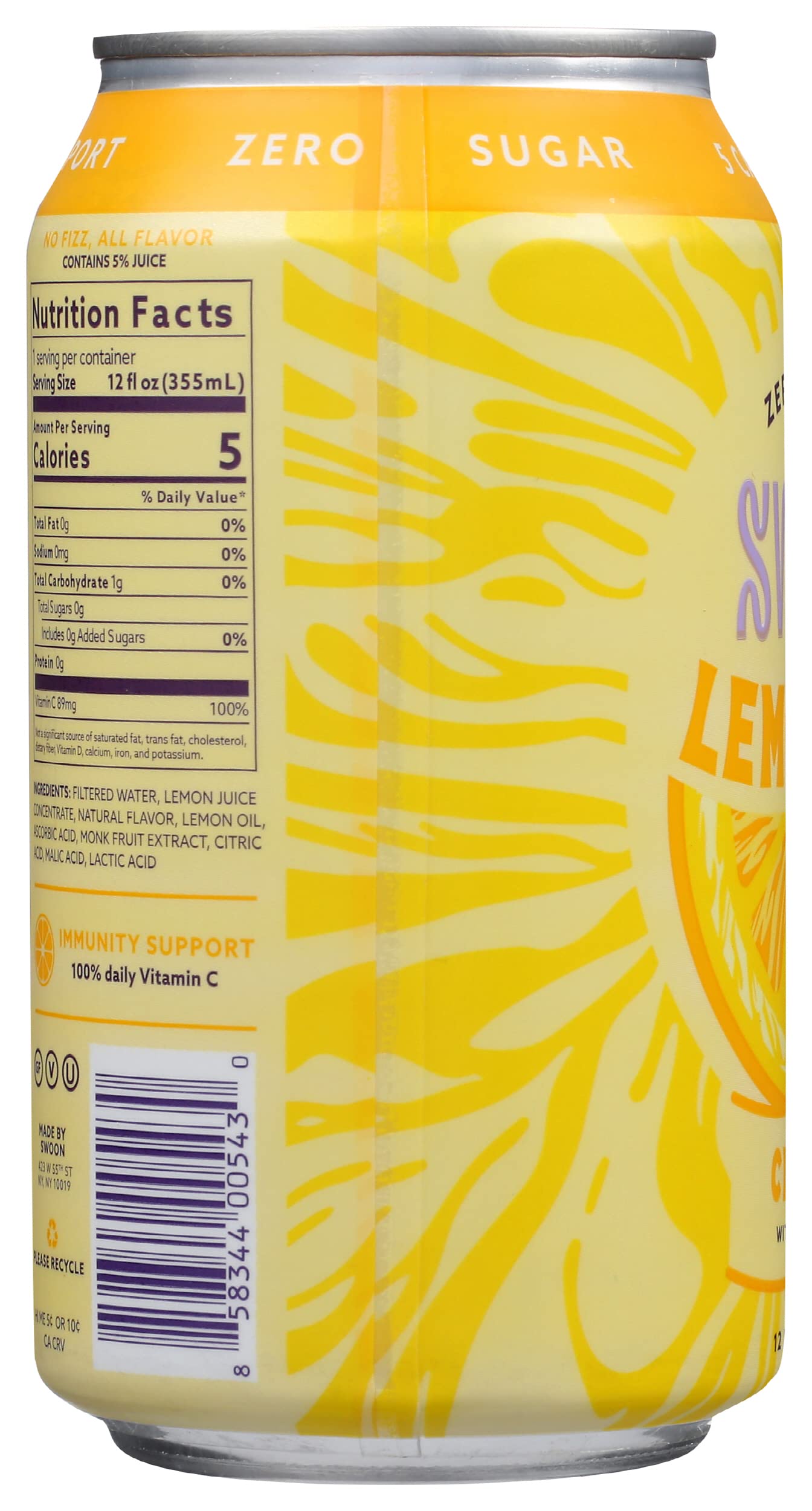 Swoon Classic Lemonade, Zero Sugar, Low Calories, Vegan Friendly, Kosher, Gluten Free & Non-GMO, 12 Fluid Ounce (Pack of 12)