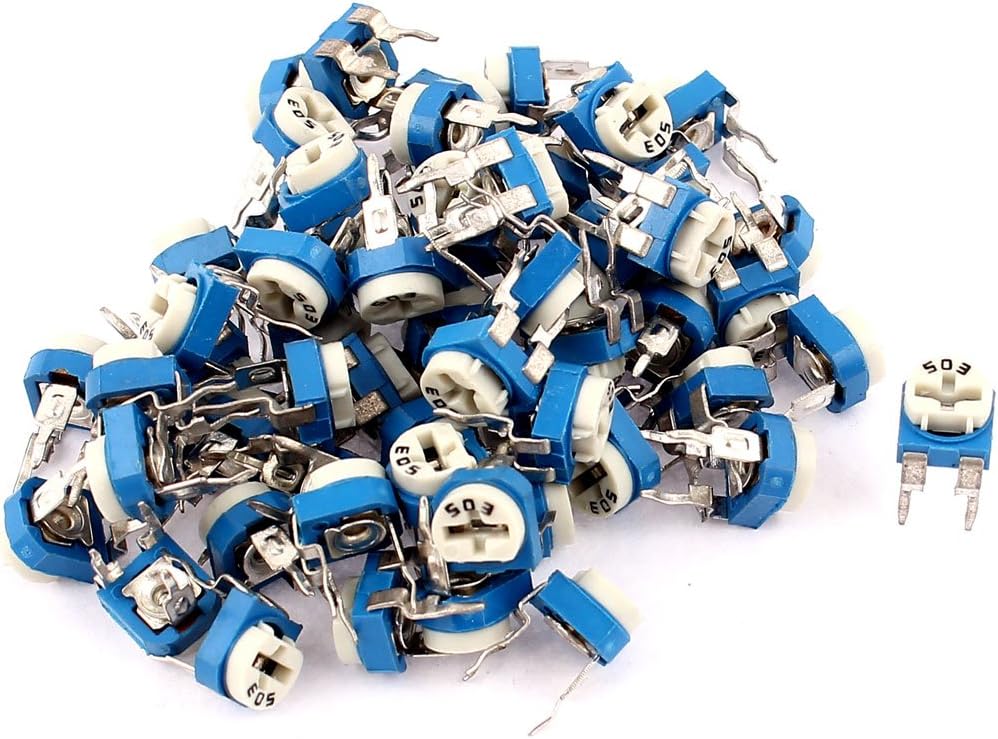 60Pcs UKM-065 Variable Resistors 50K Ohm 3 Terminals Trimmer Potentiometer Potentiometers Adjustable Resistor