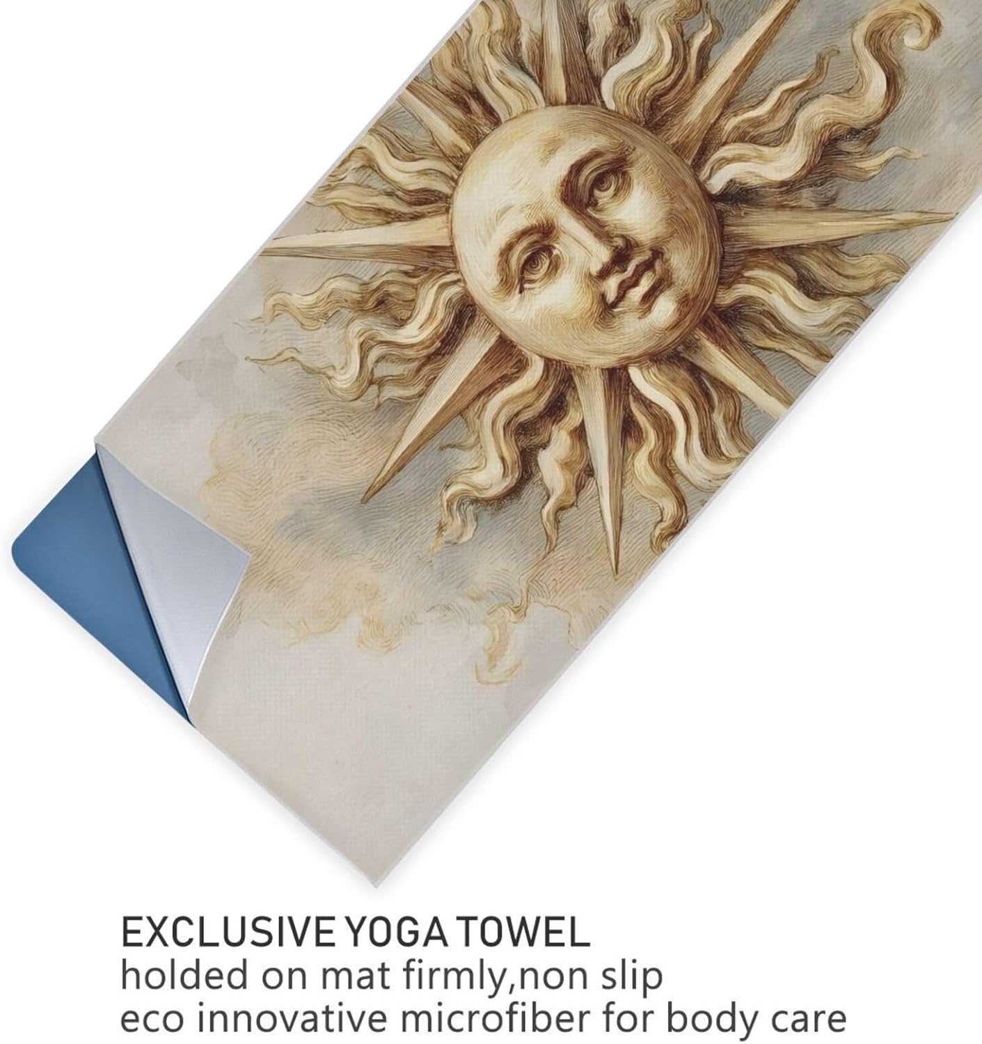 Sun Boho Hot Yoga Towel – Stylish, Non-Slip, Grip Dot, Super Absorbent, 27" x 73" - Yoga Mat Towels for Exercise, Fitness