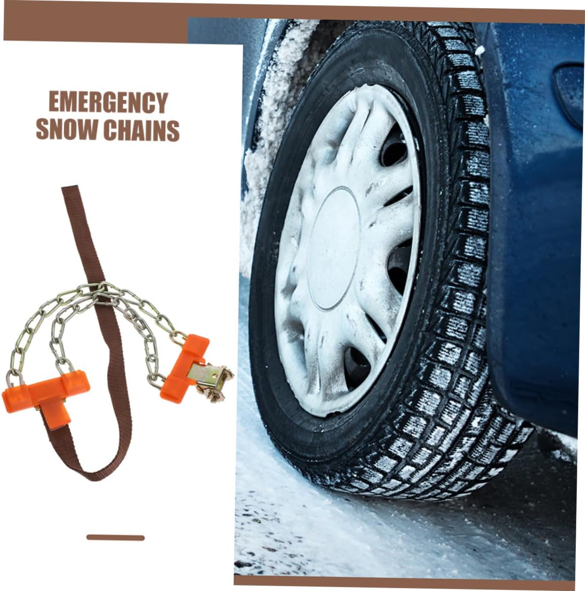 BESTonZON Universal Medium Anti-skid Car Tire Snow Chains with Buckle, Reusable Automotive Winter Wheel Chains for Small Cars and Suvs Emergency Traction