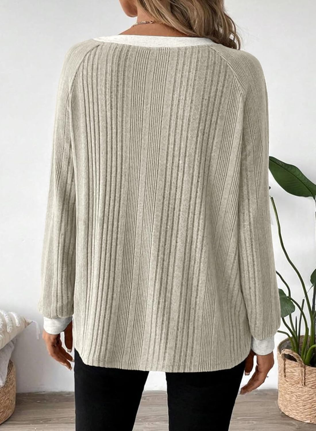 Dokotoo Long Sleeve Shirts for Women Casual Fashion Loose Fit Womens Tops Crewneck Basic Pullover Tunics - Image 3